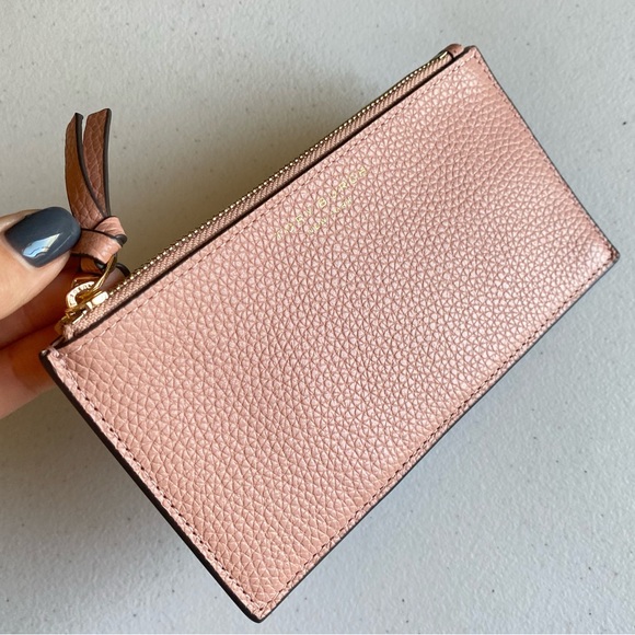 Tory Burch Salmon Pink Genuine Leather Zip-up Multi Card Slot Wallet - Picture 1 of 5